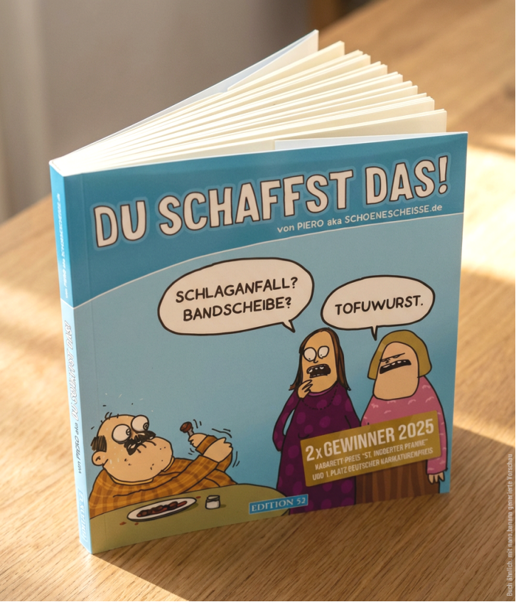 🎉 Doppelsieg für PIERO! Der Hamburger Cartoonist und Comedian räumt 2025 gleich zwei Preise ab: die St. Ingberter Pfanne und den Deutschen Karikaturenpreis – Geflügelter Bleistift in Gold für seine Karikatur „Abwarten“. Und das Beste: Parallel dazu erscheint sein neuer Cartoon-Band „Du schaffst das!“ (EDITION 52) mit witzig-scharfsinnigen Cartoons zu Alltagsthemen wie E‑Roller, Windkraft, Ärzte, Wokeness oder Brathähnchen. #Cartoons #Comedy #Kabarett #Piero #NeueBücher #Auszeichnung